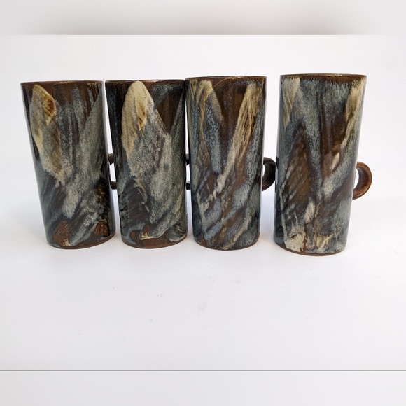 Vintage Stoneware Drip Glaze Pottery Espresso/Coffee Cup/Mug Set Caffe D… - Picture 6 of 9